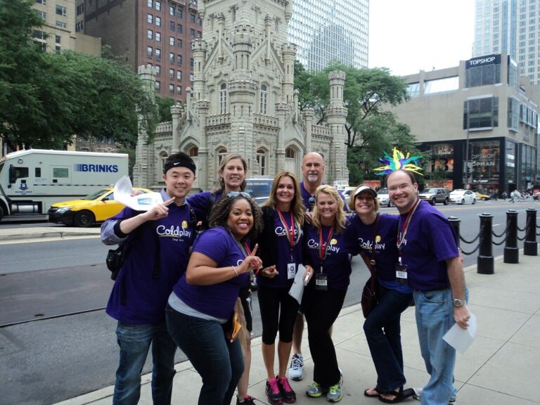 Scavenger Hunt Team posing outside of the Water Tower in Chicago